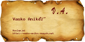 Vasko Anikó névjegykártya